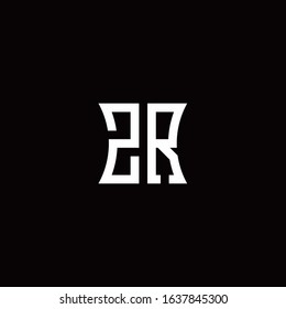 ZR monogram logo with curved side style design template