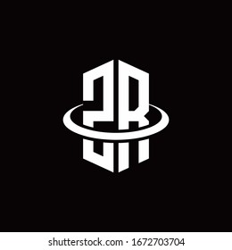 ZR monogram logo in a hexagon style and surrounded by a ring