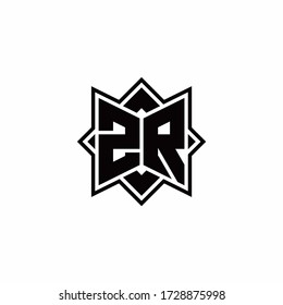 Logo de ZR monograma con plantilla de diseño de esquema de estilo de rotación cuadrada
