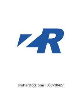ZR negative space letter logo blue
