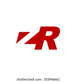 ZR negative space letter logo red