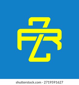 Logotipos de monogramas ZR o RZ superpuestos.	