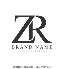 ZR trendy logotype template. Initial letter z and r classic font style. Creative logo for company name or identity. Vector illustration.