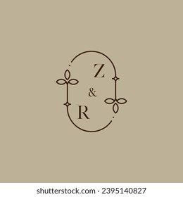 ZR wedding initial logo in high quality professional design that will print well across any print media