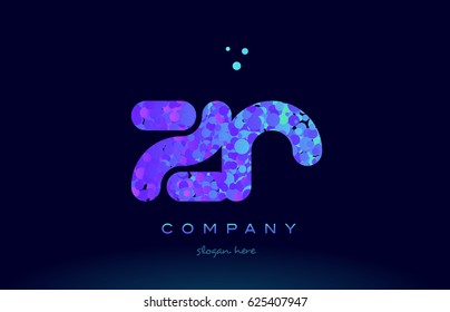 zr z r alphabet pink blue bubble circle dots creative letter company logo vector icon design template
