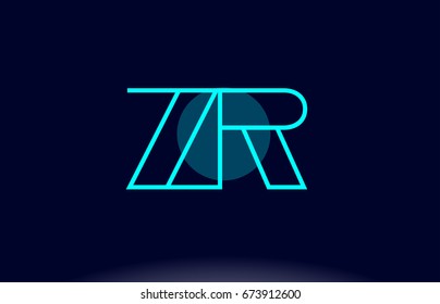 zr z r blue line circle letter logo alphabet creative company vector icon design template