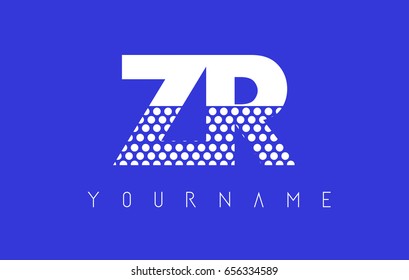 ZR Z R Dotted Pattern Letter Logo Design Vector with Blue Background.