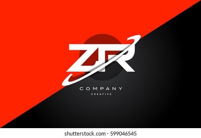 zr z r  red black white technology swoosh alphabet company letter logo design vector icon template 
