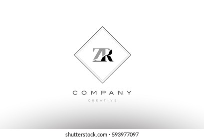 zr z r  retro vintage black white alphabet company letter logo line design vector icon template 
