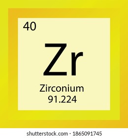 Zr Zirconium Chemical Element Periodic Table. Single element vector illustration, transition metals element icon with molar mass and atomic number for laboratory, science or chemistry education.