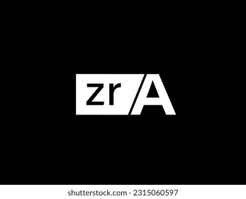 Diseño gráfico y de logotipo ZRA arte vectorial, Iconos aislados en fondo negro