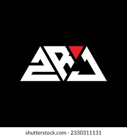 ZRJ triangle letter logo design with triangle shape. ZRJ triangle logo design monogram. ZRJ triangle vector logo template with red color. ZRJ triangular logo Simple, Elegant, and Luxurious design.
