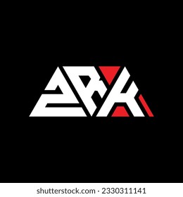 ZRK triangle letter logo design with triangle shape. ZRK triangle logo design monogram. ZRK triangle vector logo template with red color. ZRK triangular logo Simple, Elegant, and Luxurious design.