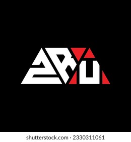 ZRU triangle letter logo design with triangle shape. ZRU triangle logo design monogram. ZRU triangle vector logo template with red color. ZRU triangular logo Simple, Elegant, and Luxurious design.