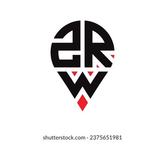 Diseño del logotipo de la forma de ubicación de la letra ZRW. Diseño sencillo del logotipo de ubicación de letra ZRW.