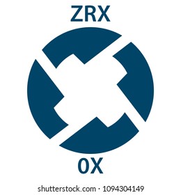 ZRX Coin cryptocurrency blockchain icon. Virtual electronic, internet money or cryptocoin symbol, logo