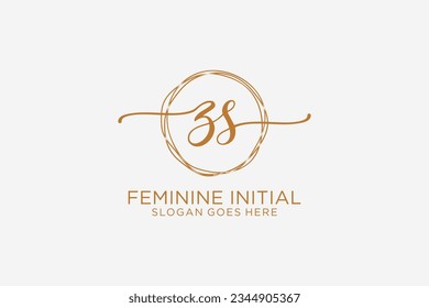 ZS beauty monogram and elegant logo design handwriting logo of initial signature, wedding, fashion, floral and botanical with creative template.