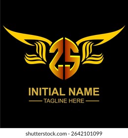 ZS Golden Wing Emblem Logo with elegant gold wings, sleek and modern design. Ideal for branding, creative projects, luxury businesses, or artistic ventures.