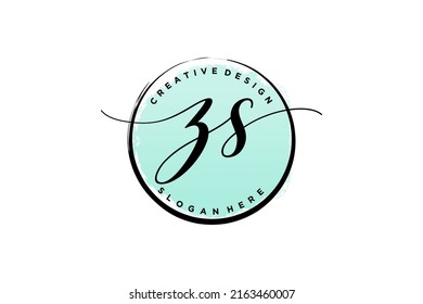 ZS handwriting logo with circle template vector signature, wedding, fashion, floral and botanical with creative template.