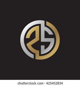 ZS initial letters looping linked circle elegant logo golden silver black background