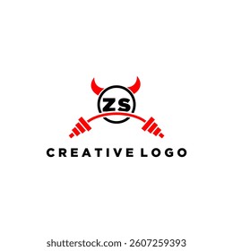 ZS initial monogram for fitnes or gym logo with devil style design
