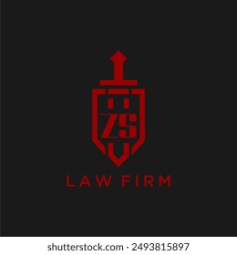 ZS initial monogram for law firm with sword and shield logo image