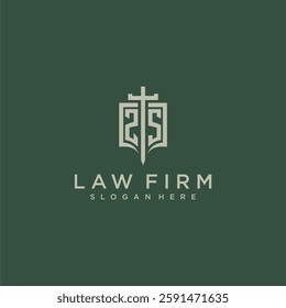 ZS initial monogram for law firm with sword and shield logo image