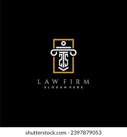 ZS initial monogram logo for lawfirm with pillar in creative square design