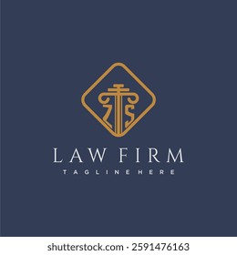 ZS initial monogram logo for lawfirm with pillar in creative square design