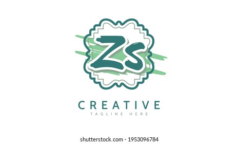 Iniciales ZS, vector de logotipo de escritura a mano