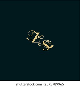 ZS letter elegant and curvy style monogram wedding logo initial bold concept design
