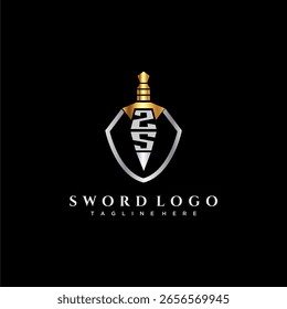 Monograma de lujo de la letra de ZS para la Imagen del estilo del escudo y de la espada