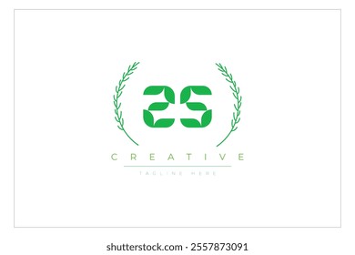 ZS letters eco logo with leaf. Fresh nature and healthy leaf logo design.