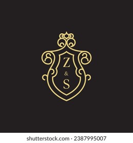 ZS line vintage initial logo in high quality professional design that will print well across any print media