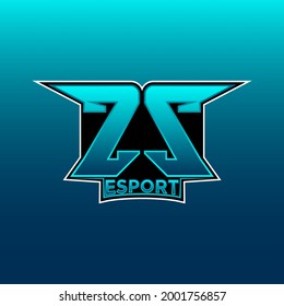 ZS Logo ESport Gaming Initial with Blue Light Color design vector template