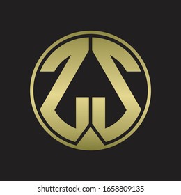 ZS Logo monogram circle with piece ribbon style on gold colors