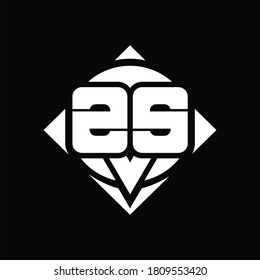 ZS Logo monogram with circle shape and square rotate rounded design template on black background