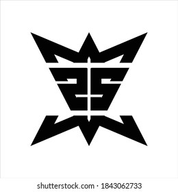 ZS Logo monogram with crown up down side design template on white background
