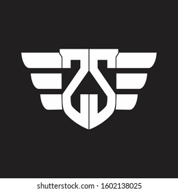 ZS Logo monogram with emblem and wings element design template