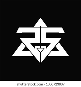 ZS Logo monogram isolated with triangle shape design template on black background