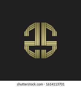 ZS Logo monogram outline style linked isolated with gold colors