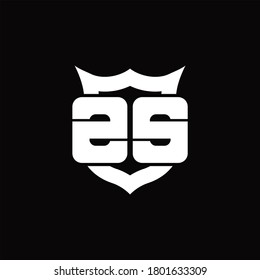 Monograma del logotipo ZS con protección alrededor de la plantilla de diseño de forma de la corona