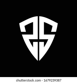 Monograma del logotipo ZS con plantilla de diseño de forma de escudo