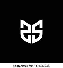 zs logo monogram with shield shape design template
