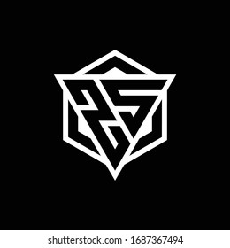ZS logo monogram with triangle and hexagon shape combination isolated on back and white colors