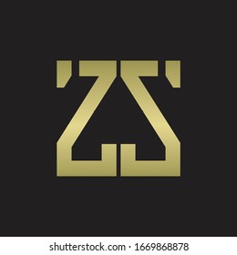 ZS Logo with squere shape design template with gold colors