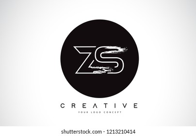 ZS Modern Leter Logo Design with Black and White Monogram. Creative Letter Logo Brush Monogram Vector Design.