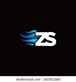 ZS monogram logo with blue fire style design template