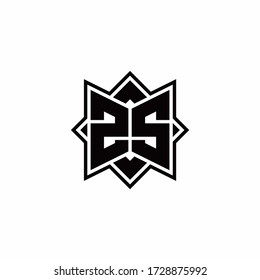 ZS monogram logo with square rotate style outline design template