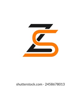 Conjunto ZS, logotipo ZS. Diseño Z S. Letra blanca ZS. Diseño de logotipo de letras ZS, Z S. 